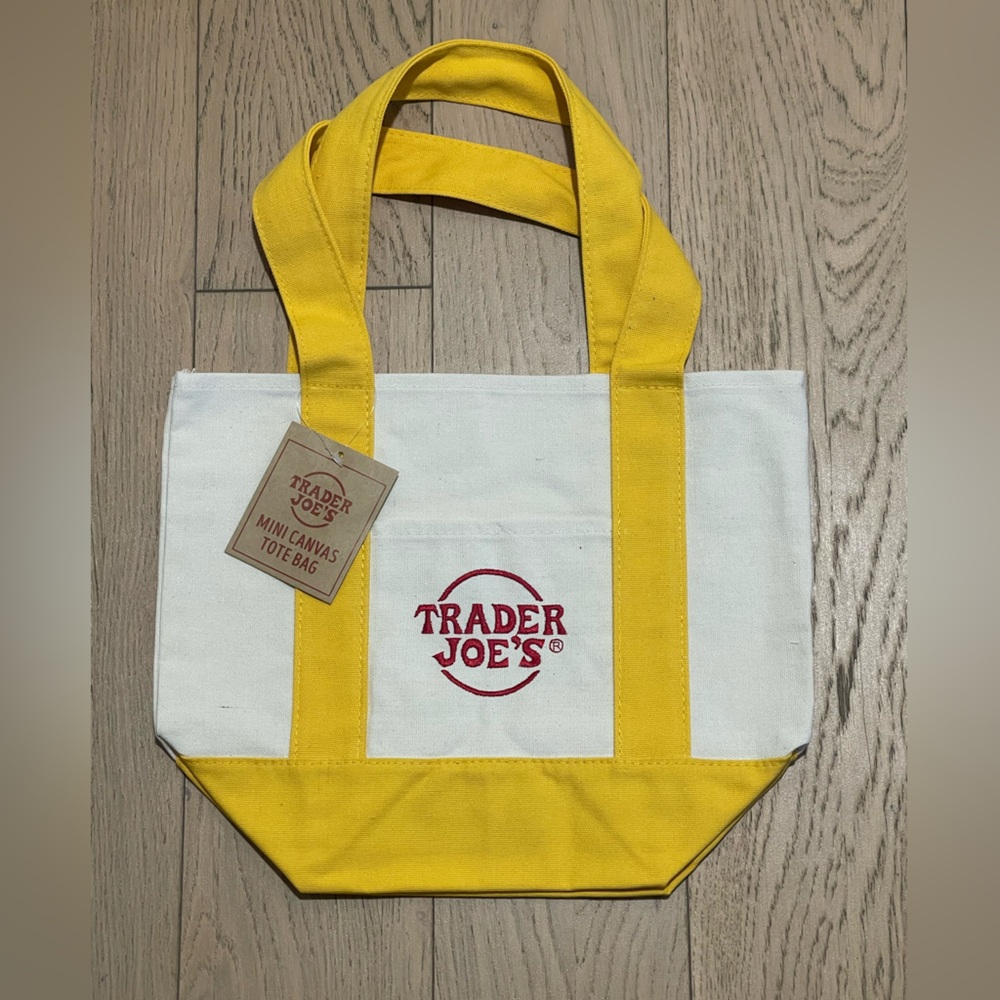 Trader Joe's Mini Canvas Tote Bag NWT - yellow